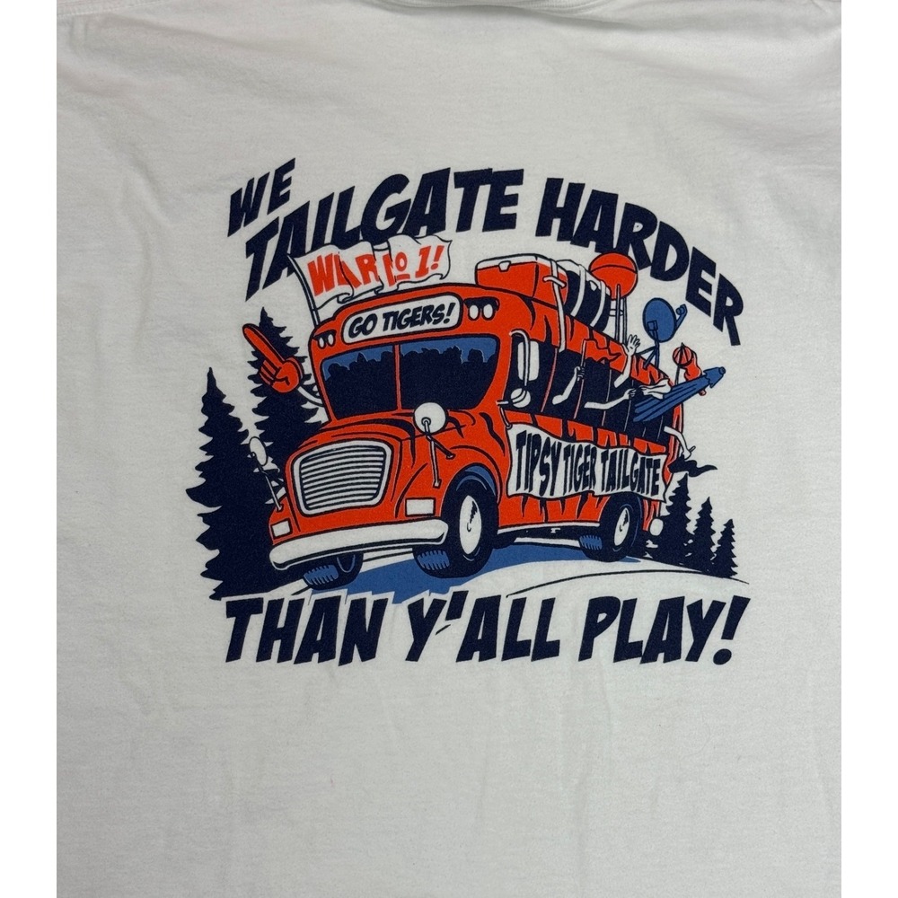Comfort Colors Auburn Tipsy Tiger Tailgate Long‎ Sleeve T Shirt XXL White